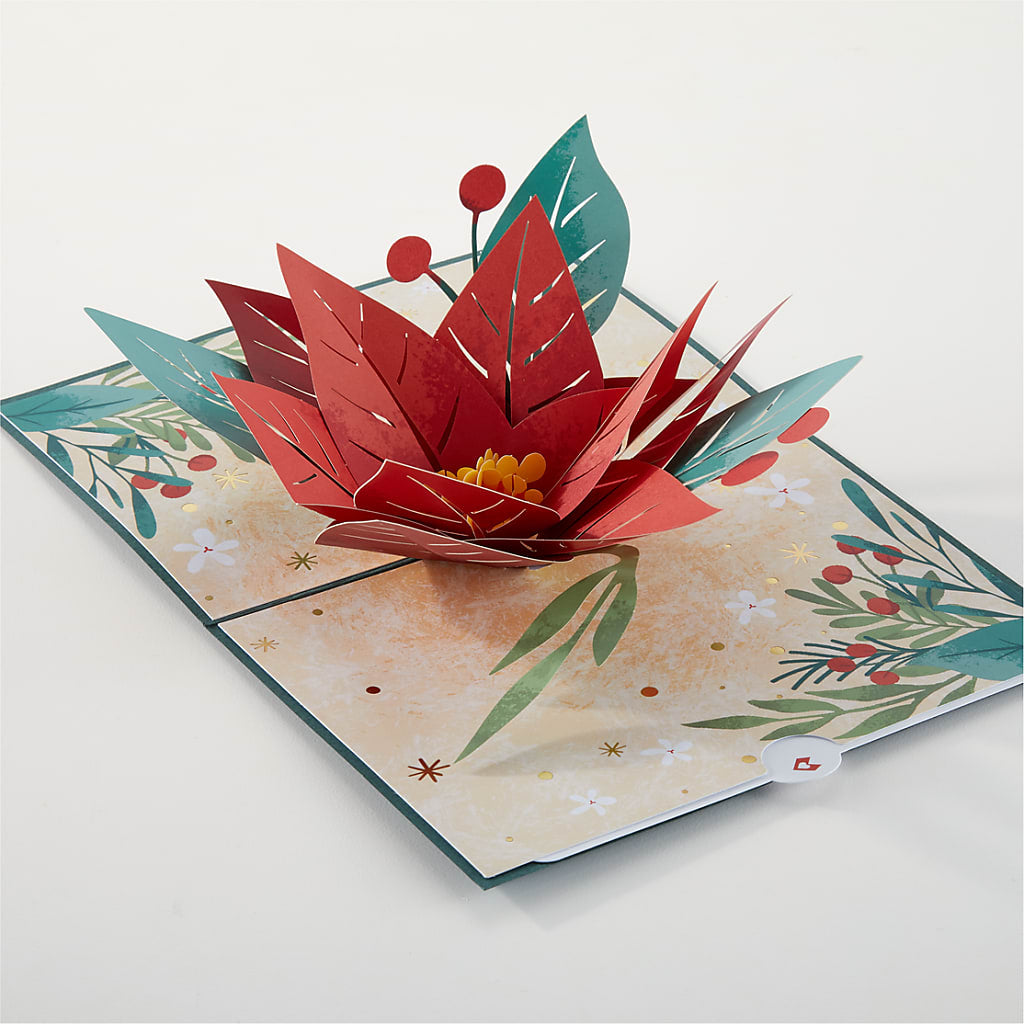 Happiest Holidays Poinsettia and Lovepop Card – Indio Florist, Indio CA