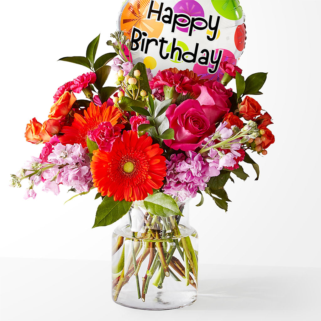 Fiesta Bouquet with Birthday Balloon – Indio Florist, Indio CA