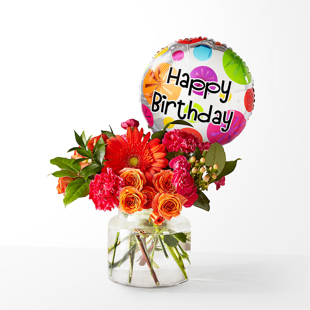 Fiesta Bouquet with Birthday Balloon – Indio Florist, Indio CA