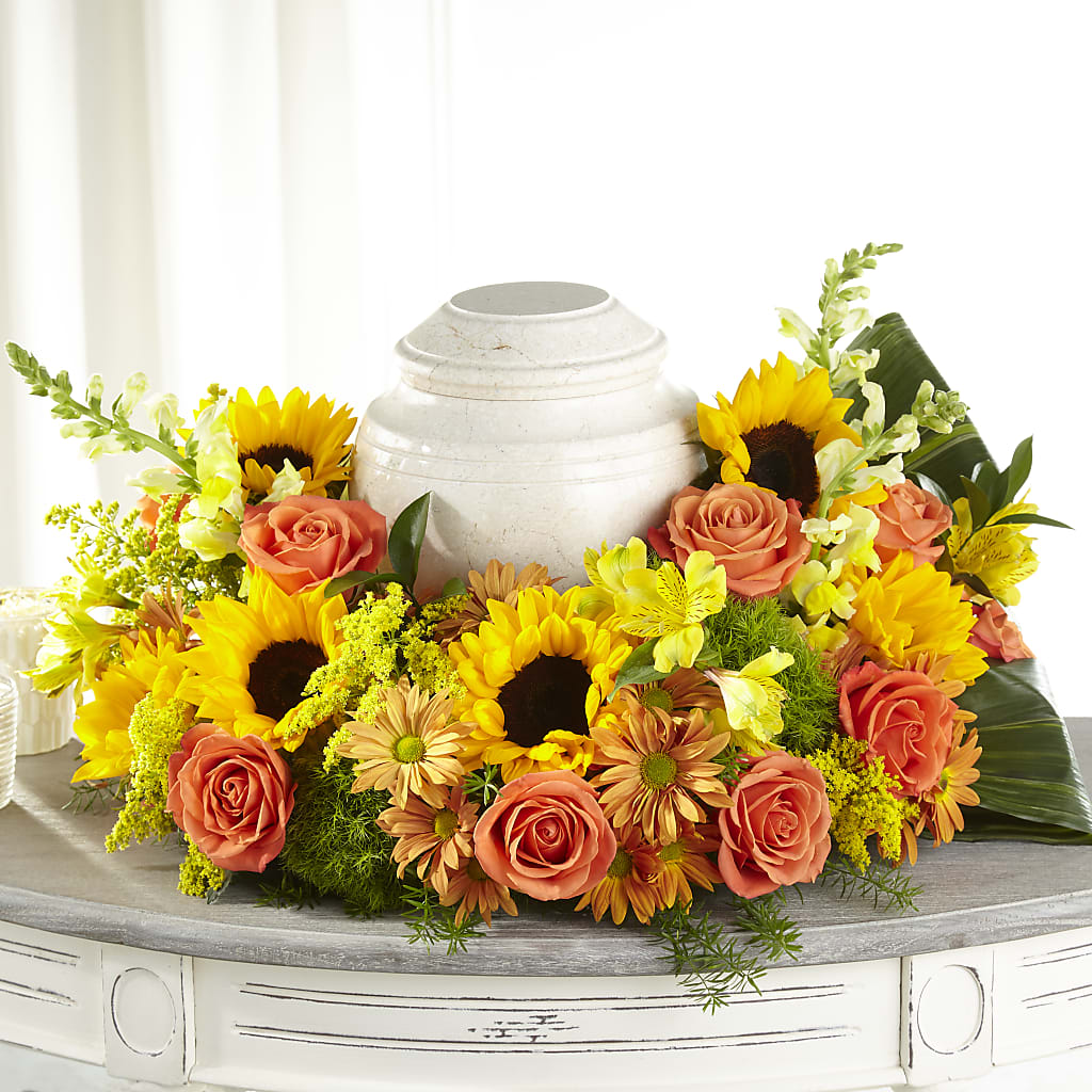 Faithful Sunflower Cremation Adornment – Indio Florist, Indio CA