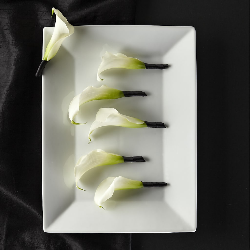 asiatic lily boutonniere Calla Lily Promise Boutonniere – white/black flower arrangement | Indio, CA