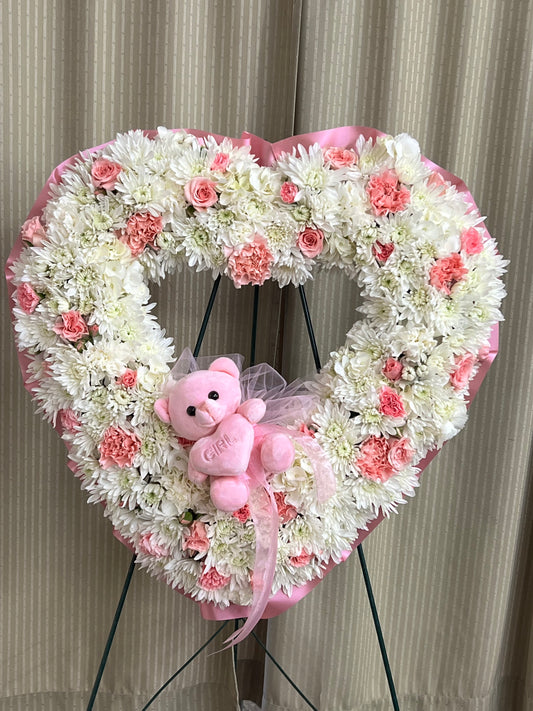 Baby Girl Heart Wreath