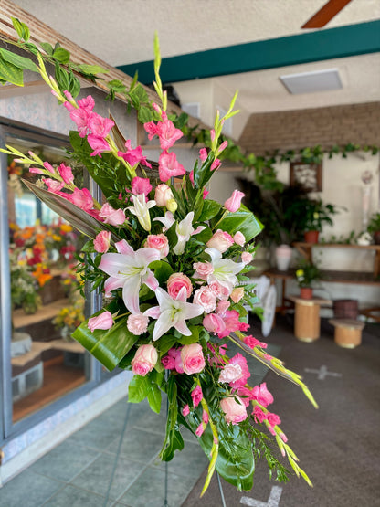 Precious Pink Standing Spray  –  Indio Florist, Indio CA