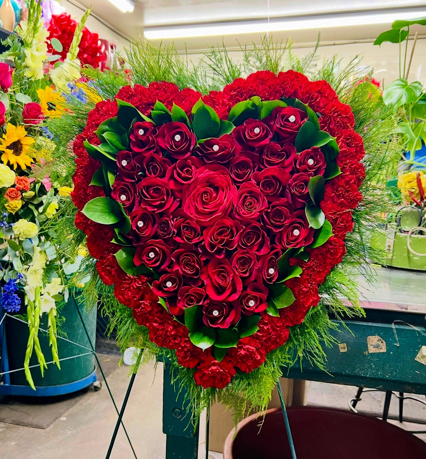 Pearled Heart Wreath  –  Indio Florist, Indio CA