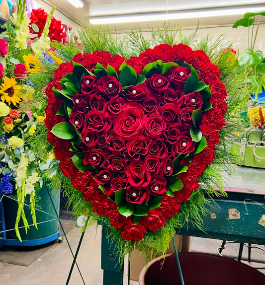 Pearled Heart Wreath  –  Indio Florist, Indio CA